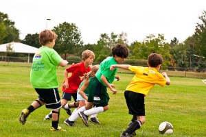 Kids playing football